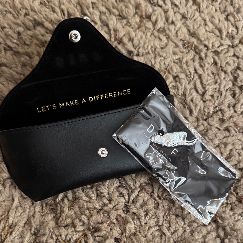 Black Faux Leather DIFF Sunglasses Case and Cloth